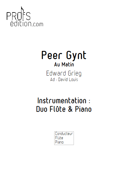 Le Matin (Peer Gynt) - Flûte et Piano - GRIEG E. - front page