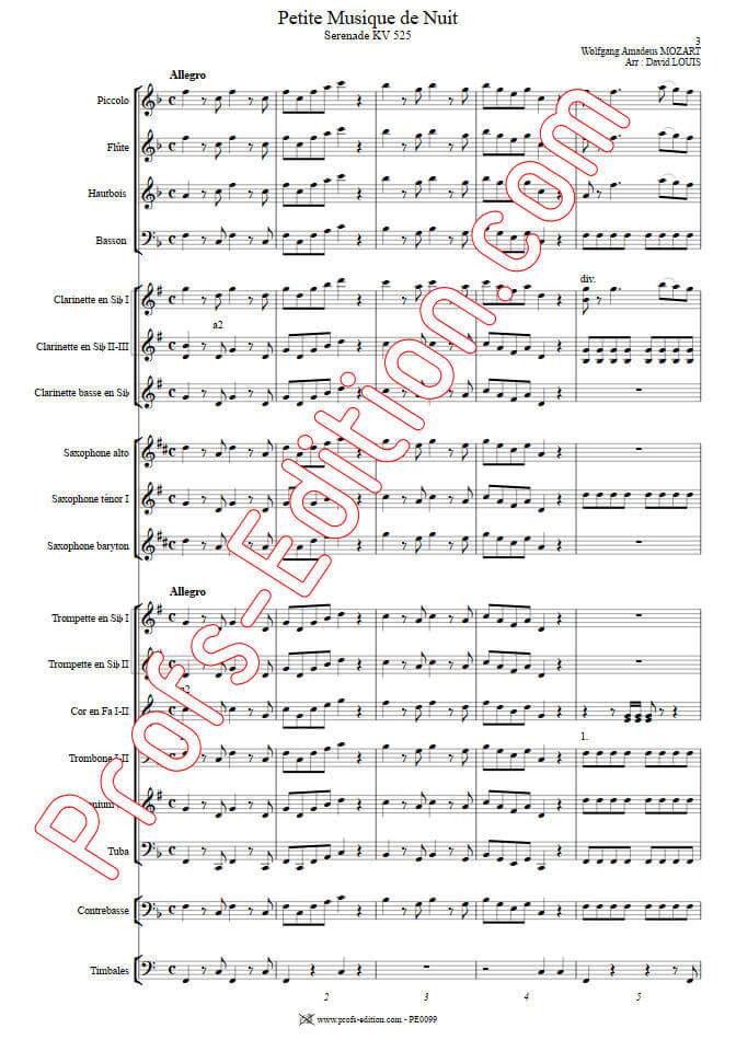 Petite Musique de Nuit KV525 (Allegro) - Orchestre Harmonie - MOZART W. A. - app.scorescoreTitle