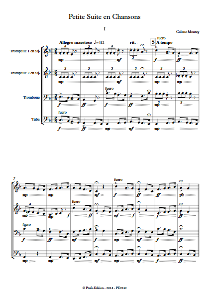 Petite Suite En Chansons - Quatuor de Cuivres - MOUREY C. - app.scorescoreTitle