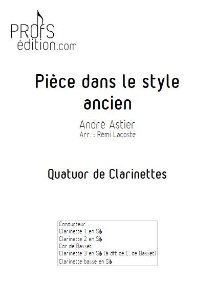 Pièce dans le style ancien - Quatuor de Clarinettes - ASTIER A. - front page