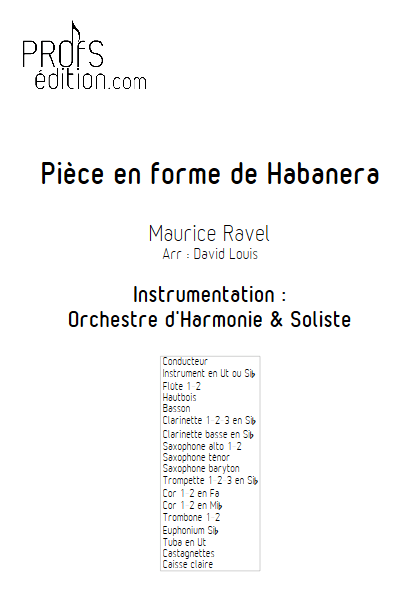 Pièce en forme de Habanera - Orchestre d'Harmonie & Instrument - RAVEL M. - front page