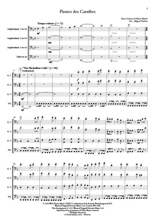 Pirates des Caraïbes - Ensemble de tubas - BADELT K. - Score
