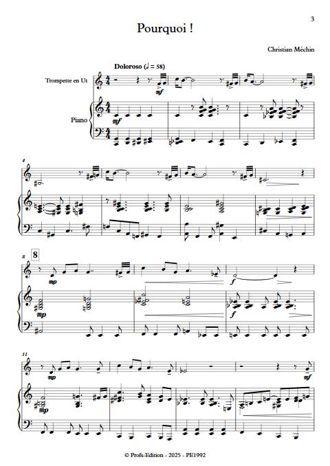 Pourquoi ! - Trompette & Piano - MECHIN C. - Score