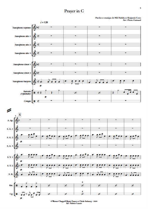 Prayer in C - Ensemble de Saxophones - app.scorescoreTitle