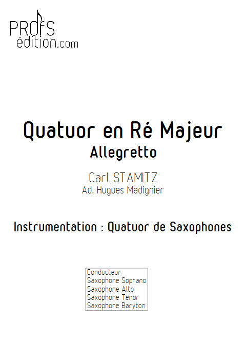 Quatuor en Ré Majeur - Quatuor Saxophones - STAMITZ C. - front page
