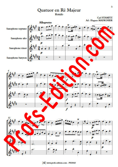 Quatuor en Ré Majeur - Quatuor Saxophones - STAMITZ C. - app.scorescoreTitle