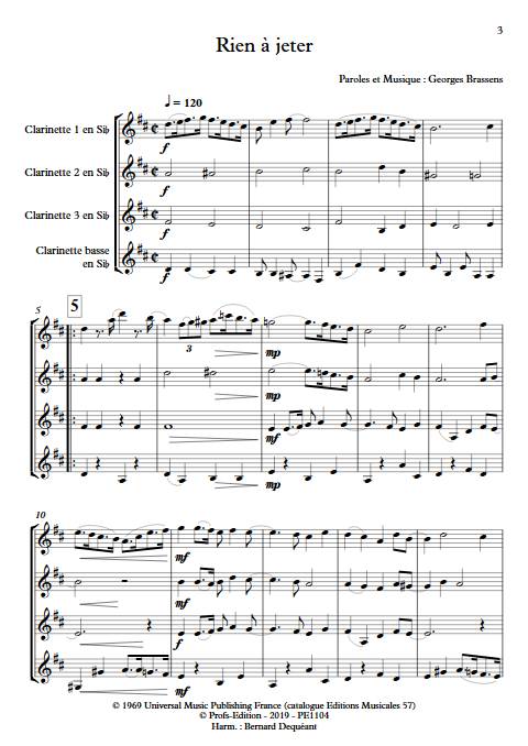Rien à jeter - Quatuor de Clarinettes - BRASSENS G. - app.scorescoreTitle