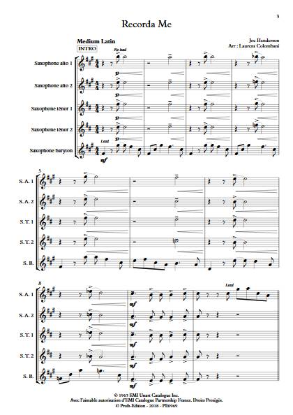 Recorda me - Quintette de Saxophone - HENDERSON J. - app.scorescoreTitle