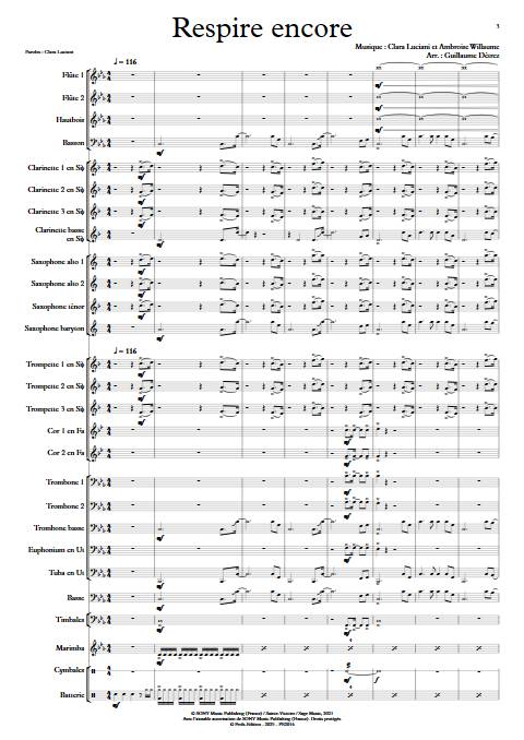 Respire encore - Orchestre d'harmonie - WILLAUME A. - Score