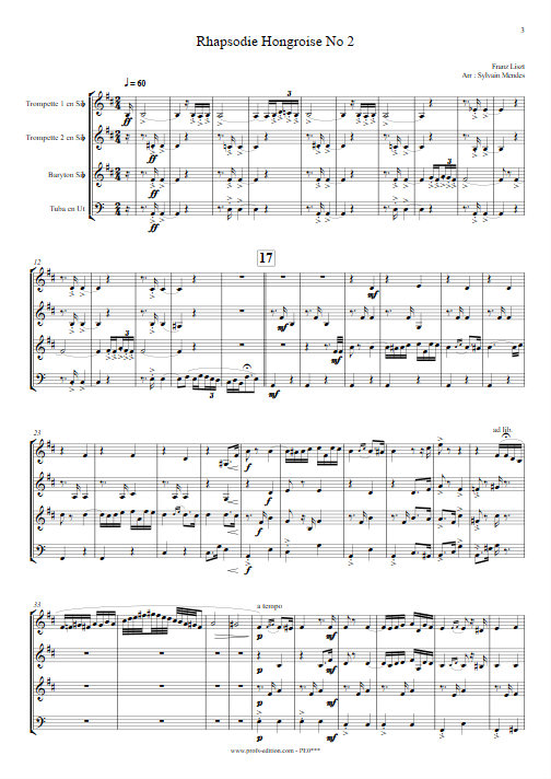 Rhapsodie Hongroise N°2 - Quatuor Cuivres - LISZT F. - app.scorescoreTitle