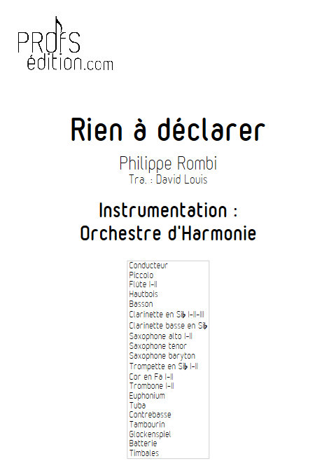 Rien à Déclarer - Orchestre d'Harmonie - ROMBI P. - front page