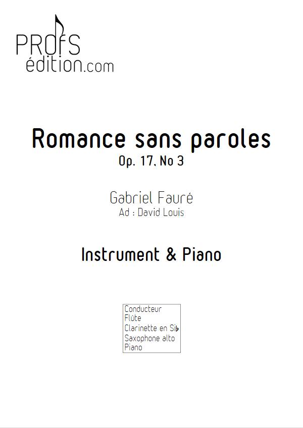 Romance sans paroles - Instrument & Piano - FAURE G. - front page