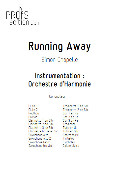 Running Away - Orchestre d'Harmonie - CHAPELLE S. - front page