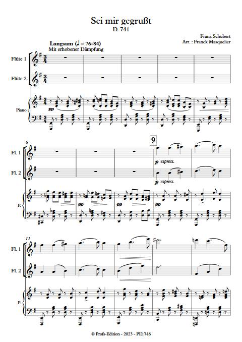 Sei mir gegrußt D 741 - Duo Flûtes Piano - SCHUBERT F. - app.scorescoreTitle