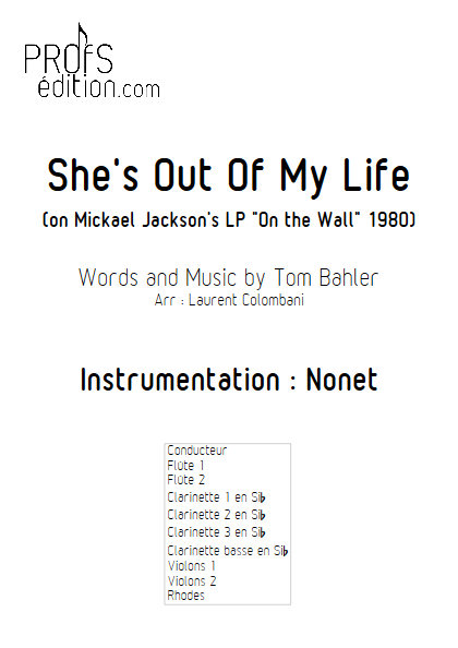 She's Out Of My Life - Nonet - BAHLER T. - front page