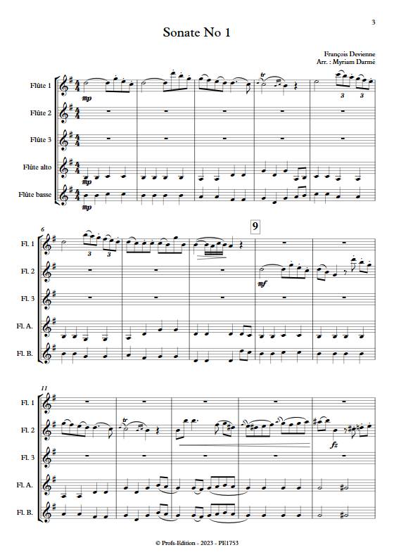 Sonate No 1 - Ensemble de Flûtes - DEVIENNE F. - app.scorescoreTitle