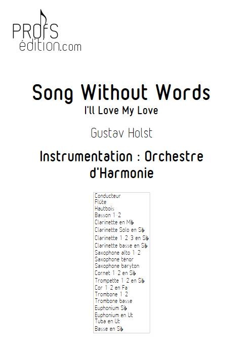Song without words - Orchestre d'Harmonie - HOLST G. - front page