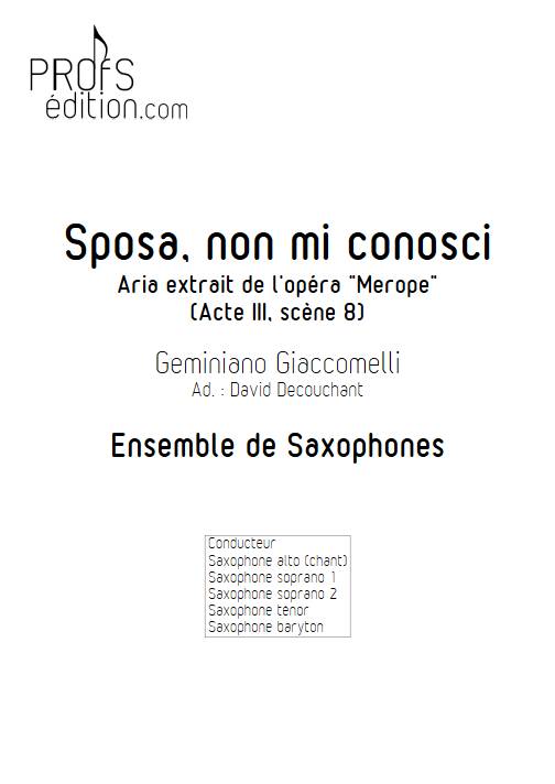 Sposa, non mi conosci - Ensemble de Saxophones - GIACCOMELLI G. - front page