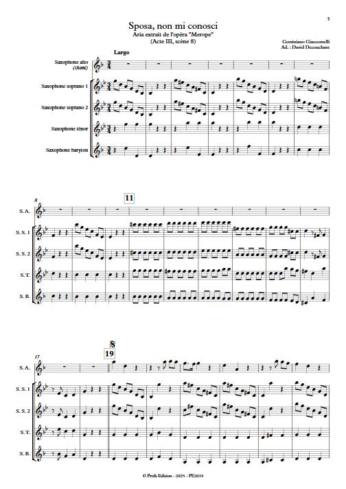 Sposa, non mi conosci - Ensemble de Saxophones - GIACCOMELLI G. - Score