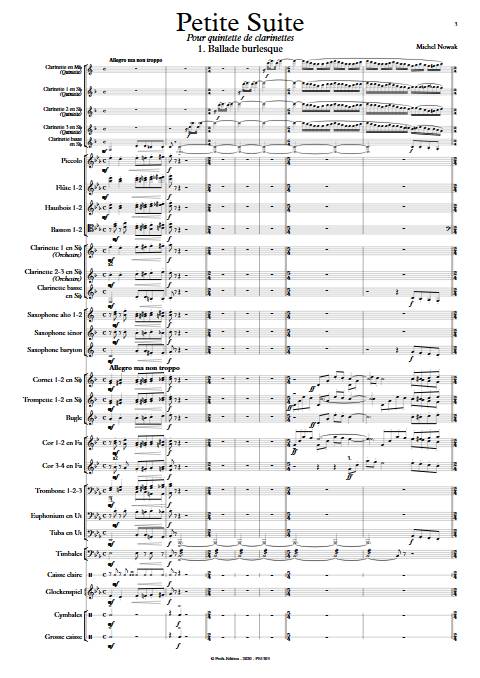 Petite Suite 1er Mouvement - Quinette de Clarintettes et Harmonie - NOWAK M. - app.scorescoreTitle