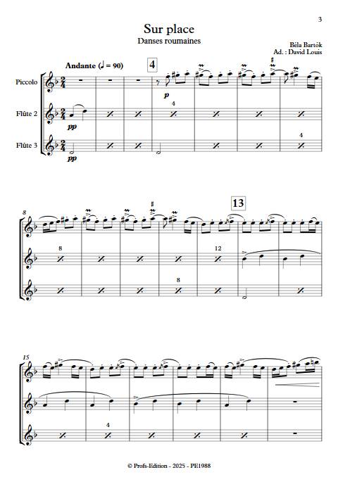Sur place - Trio de flûtes - BARTOK B. - Score