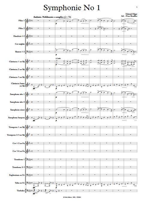 Symphonie n°1 - Orchestre d'harmonie - ELGAR E. - Score