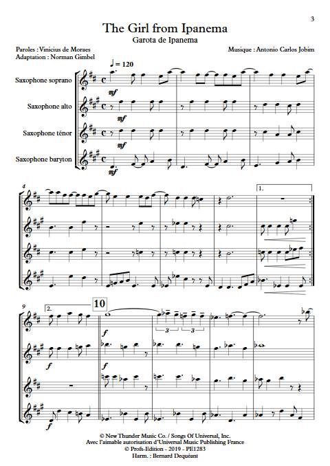 The girl from Ipanema - Quatuor de Saxophones - JOBIM A. C. - app.scorescoreTitle