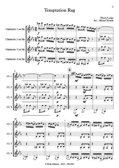 Temptation Rag - Quatuor de Clarinettes - LODGE H. - Score