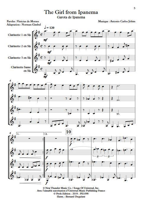 The girl from Ipanema - Quatuor de Clarinettes - JOBIM A. C. - app.scorescoreTitle