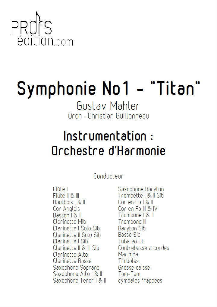 Symphonie n°1 Titan - Orchestre d'Harmonie - MAHLER G. - front page