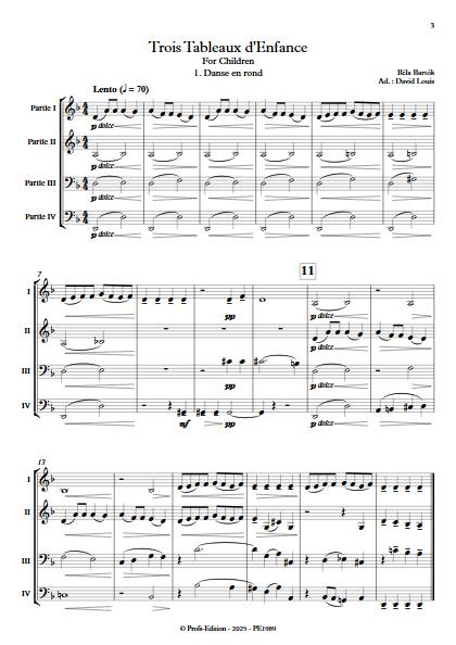 Trois Tableaux d'Enfance - Ensemble Variable - BARTOK B. - Score