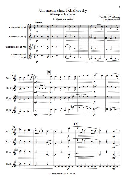 Un matin chez Tchaïkovsky - Score
