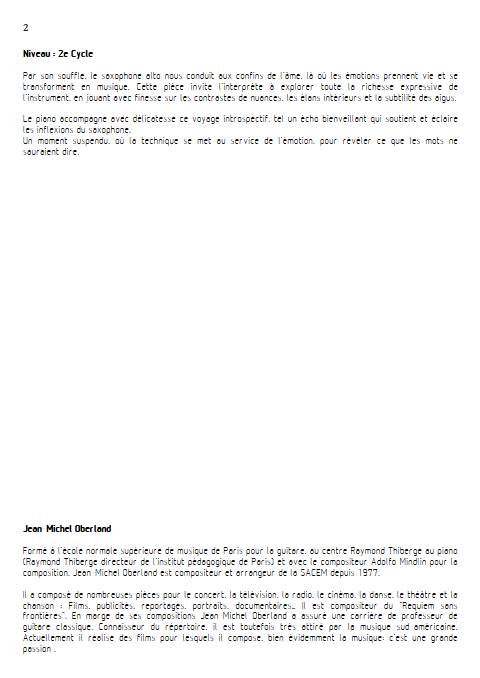 Un souffle de l'âme - Saxophone & Piano - OBERLAND J. M. - Educationnal sheet