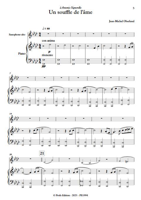 Un souffle de l'âme - Saxophone & Piano - OBERLAND J. M. - Score