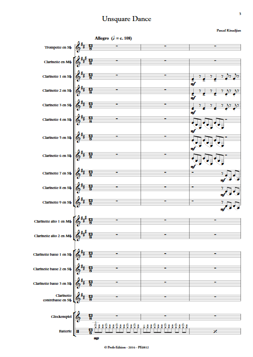 Unsquare Dance - Trompette et ensemble de Clarinettes - KINADJIAN P. - app.scorescoreTitle