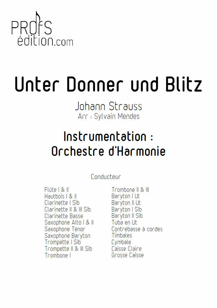 Unter Donner Und Blitz - Orchestre Harmonie - STRAUSS J. - front page