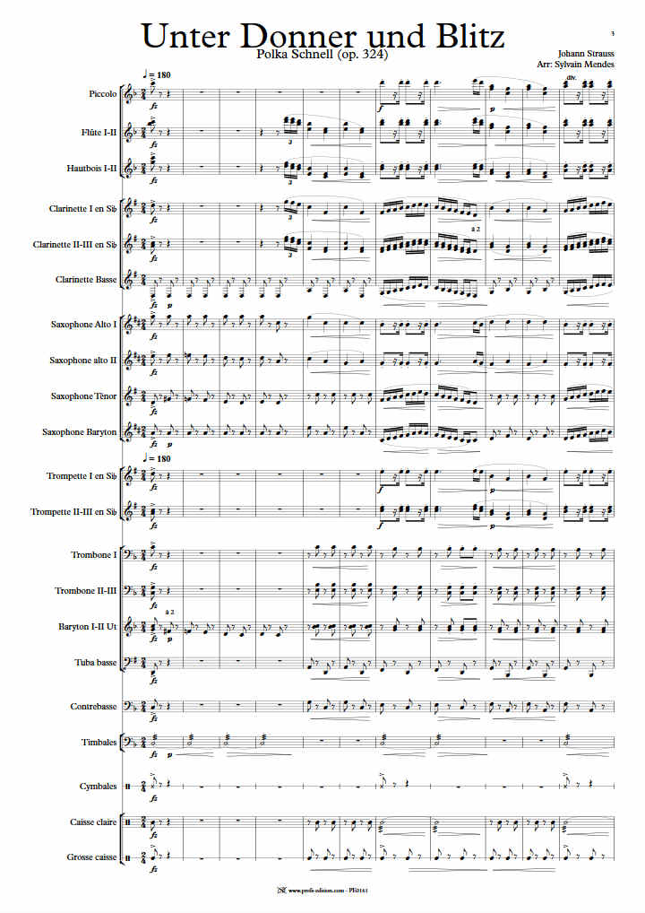 Unter Donner Und Blitz - Orchestre Harmonie - STRAUSS J. - app.scorescoreTitle