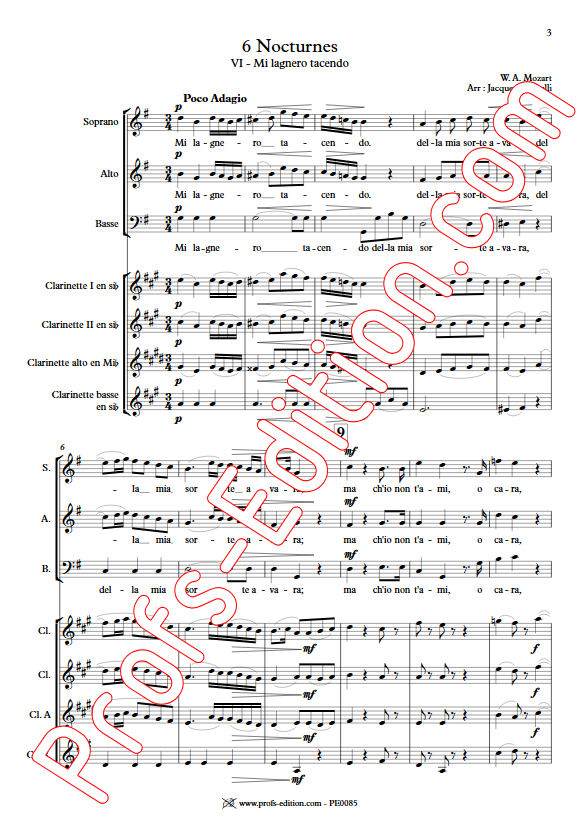Mi lagnero tacendo KV 437 - Chœur & Quatuor Clarinettes - MOZART W. A. - app.scorescoreTitle