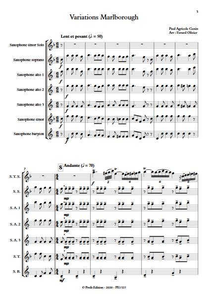 Variations Marlborough - Ensemble de Saxophones - GENIN P. A. - app.scorescoreTitle