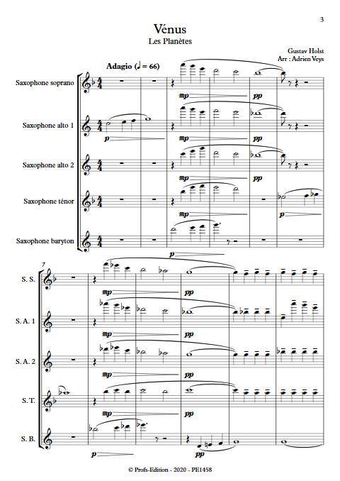 Vénus - Ensemble de Saxophones - HOLST G. - app.scorescoreTitle