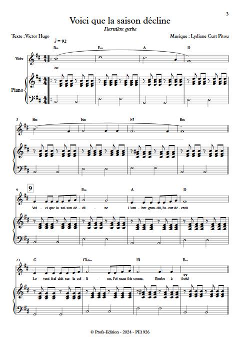 Voici que la saison décline - Piano Voix - CURT PITOU L. - app.scorescoreTitle