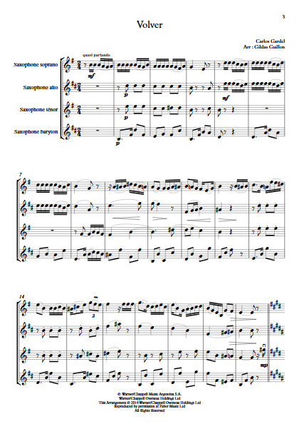 Volver - Quatuor de Saxophones - GARDEL C. - app.scorescoreTitle