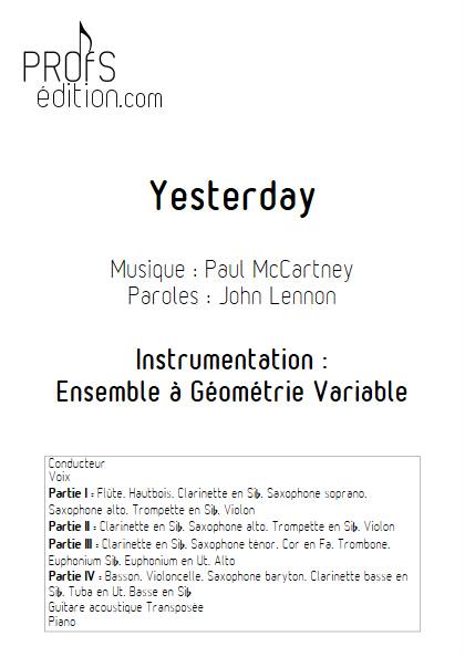 Yesterday - Ensemble Variable - MCCARTNEY P. - front page