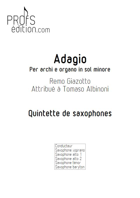 Adagio Albinoni - Quintette de Saxophones - GIAZOTTO R. - front page
