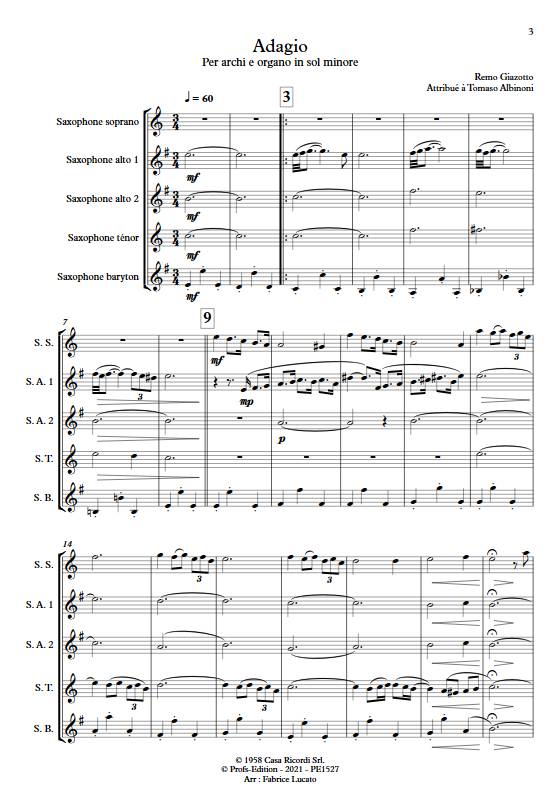 Adagio Albinoni - Quintette de Saxophones - GIAZOTTO R. - app.scorescoreTitle