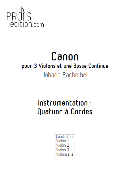 Canon & Gigue - Quatuor à Cordes - PACHELBEL J. - front page