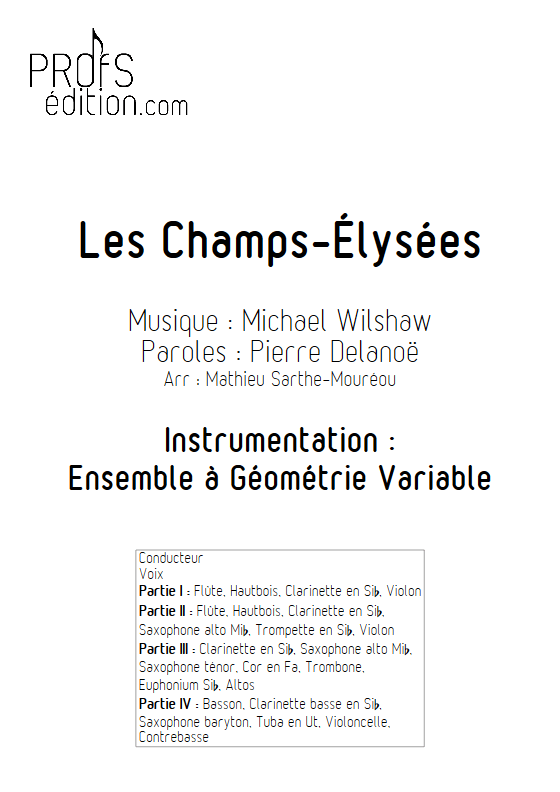 Les Champs-Élysées - Ensemble à Géométrie Variable - WILSHAW M. - front page