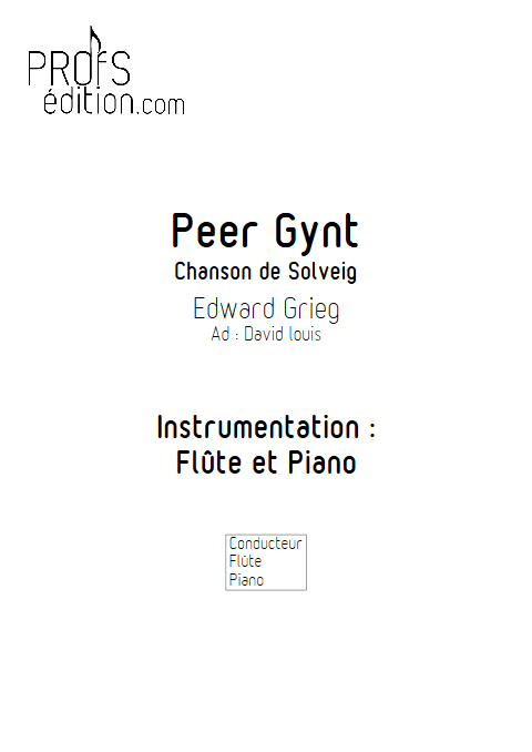 Chanson de Solveig (Peer Gynt) - Flûte et Piano - GRIEG E. - front page