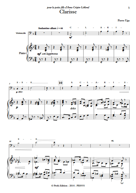 Clarisse - Violoncelle Piano - UGA P. - app.scorescoreTitle