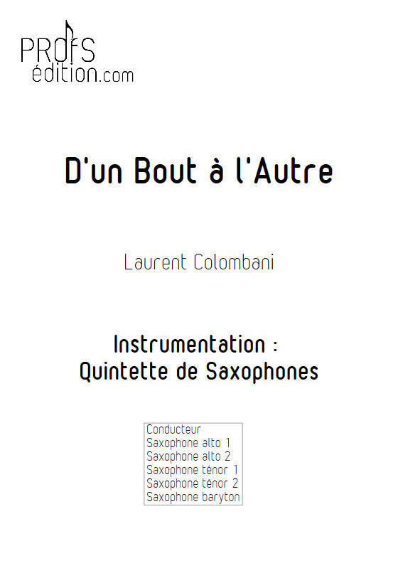 D'un bout à l'autre - Quintette de Saxophones - COLOMBANI L. - front page